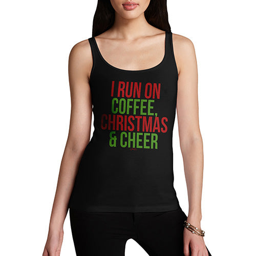 Funny Tank Top For Mom I Run On Coffee Christmas and Cheer Women's Tank Top Small Black