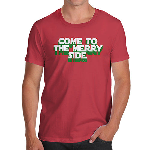 Funny Mens Tshirts Come To The Merry Side Men's T-Shirt Large Red