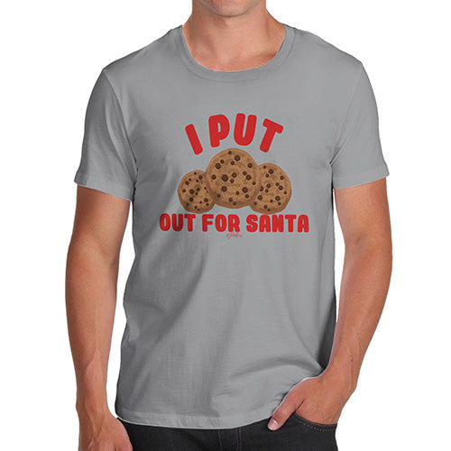 Novelty Tshirts Men Cookies Out For Santa Men's T-Shirt Large Light Grey