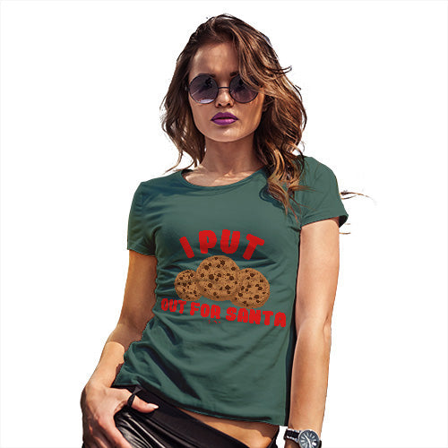 Novelty Tshirts Women Cookies Out For Santa Women's T-Shirt Small Bottle Green
