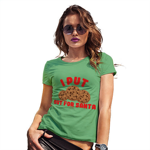 Womens Novelty T Shirt Christmas Cookies Out For Santa Women's T-Shirt Medium Green