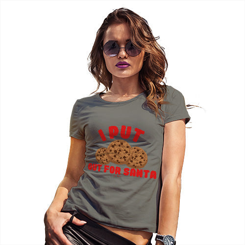 Novelty Tshirts Women Cookies Out For Santa Women's T-Shirt Medium Khaki