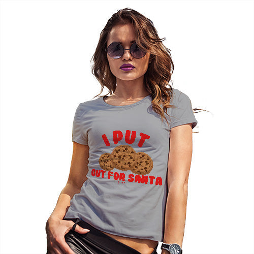 Womens T-Shirt Funny Geek Nerd Hilarious Joke Cookies Out For Santa Women's T-Shirt X-Large Light Grey