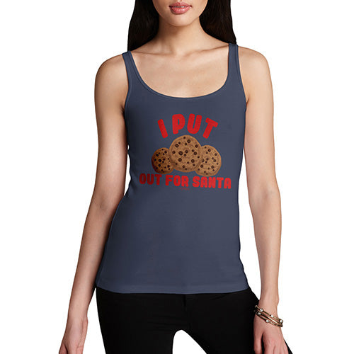 Funny Tank Top For Mom Cookies Out For Santa Women's Tank Top Large Navy