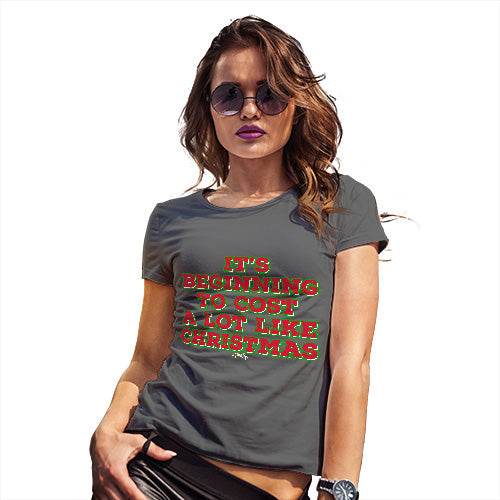 Funny T-Shirts For Women It's Beginning To Cost A Lot Like Christmas Women's T-Shirt Medium Dark Grey