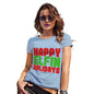 Funny Shirts For Women Happy Elfin Holidays Women's T-Shirt X-Large Sky Blue