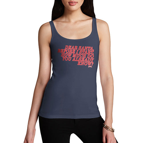 Funny Tank Top For Women Santa How Much Do You Know Women's Tank Top X-Large Navy