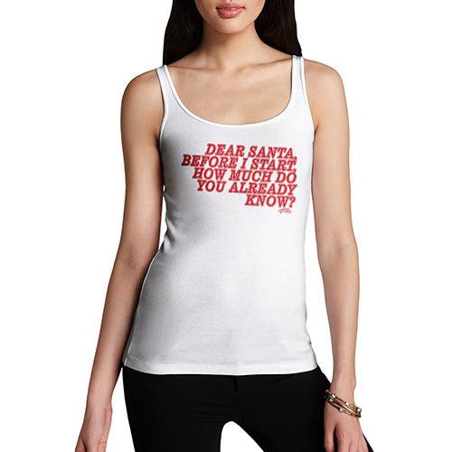 Women Funny Sarcasm Tank Top Santa How Much Do You Know Women's Tank Top X-Large White