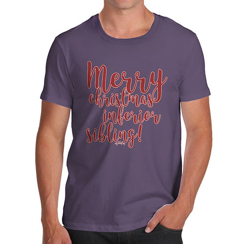 Funny Gifts For Men Merry Christmas Inferior Sibling Men's T-Shirt Large Plum