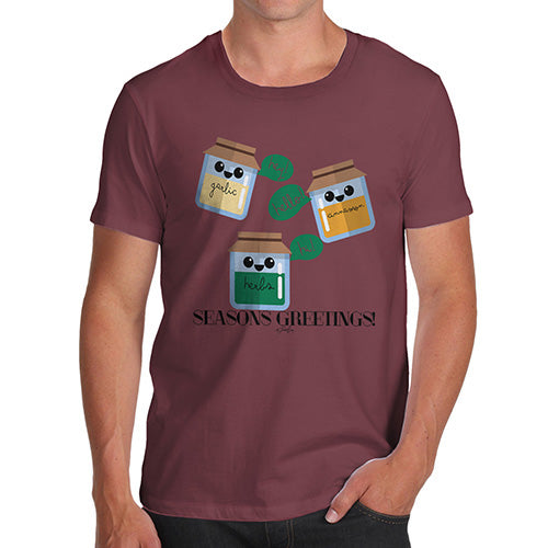 Mens Humor Novelty Graphic Sarcasm Funny T Shirt Seasons Greetings Pun Men's T-Shirt Medium Burgundy