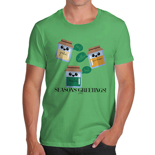 Funny T-Shirts For Guys Seasons Greetings Pun Men's T-Shirt Small Green