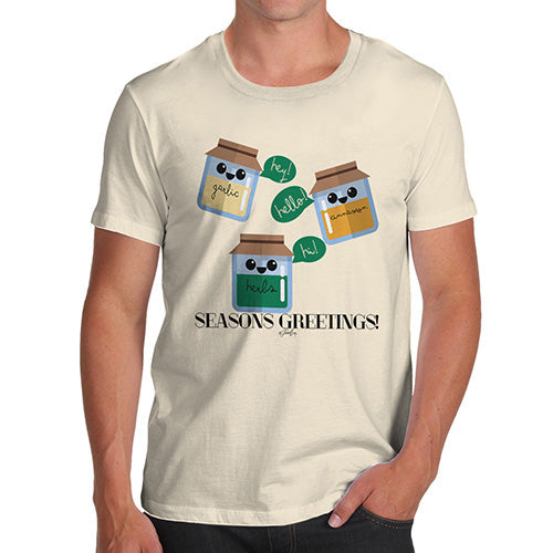 Funny T-Shirts For Guys Seasons Greetings Pun Men's T-Shirt Small Natural