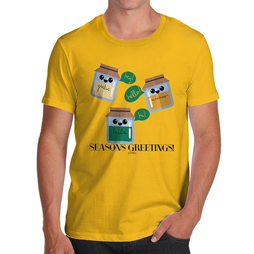 Funny Gifts For Men Seasons Greetings Pun Men's T-Shirt Small Yellow