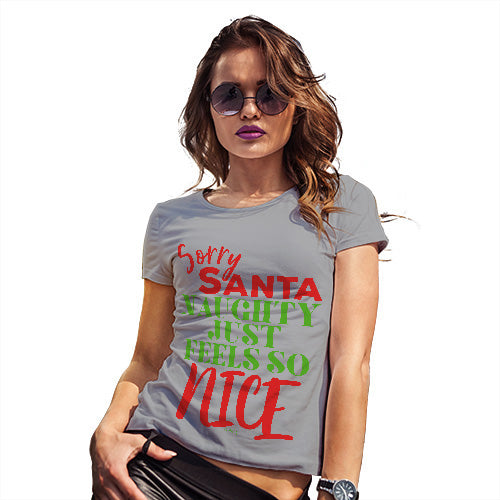 Funny Tee Shirts For Women Naughty Feels So Nice Women's T-Shirt Large Light Grey