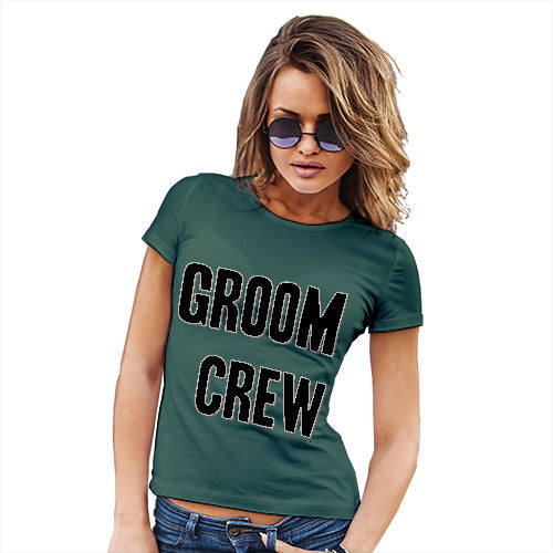 Novelty Tshirts Women Groom Crew Women's T-Shirt Medium Bottle Green