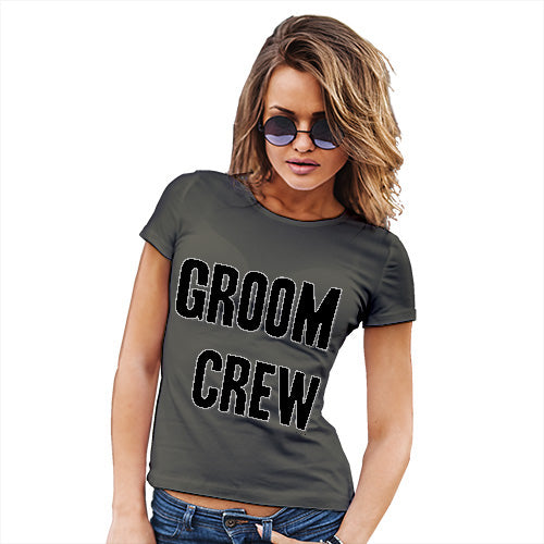 Womens Novelty T Shirt Groom Crew Women's T-Shirt Small Khaki