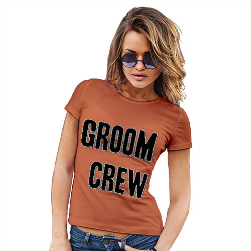 Womens Humor Novelty Graphic Funny T Shirt Groom Crew Women's T-Shirt Small Orange
