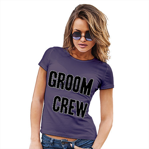 Novelty Gifts For Women Groom Crew Women's T-Shirt Large Plum