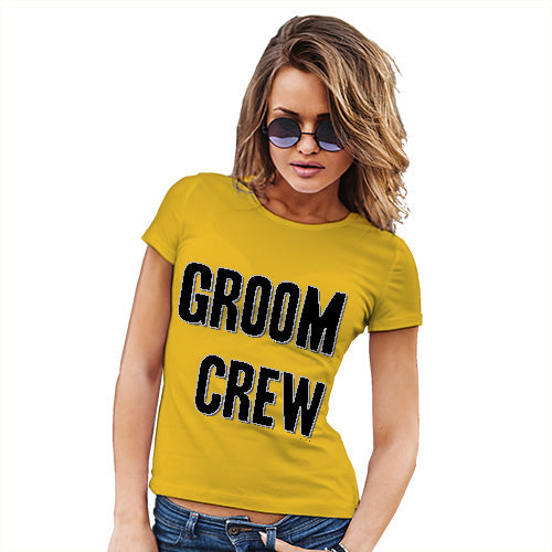 Novelty Gifts For Women Groom Crew Women's T-Shirt Small Yellow