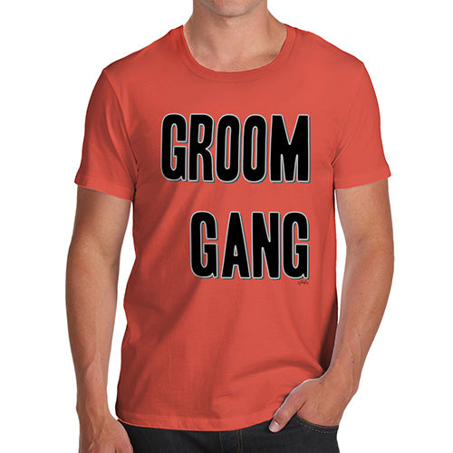 Mens Novelty T Shirt Christmas Groom Gang Men's T-Shirt Small Orange