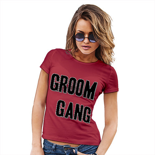 Womens Novelty T Shirt Christmas Groom Gang Women's T-Shirt Large Red