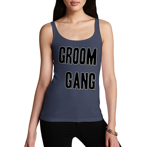 Women Funny Sarcasm Tank Top Groom Gang Women's Tank Top Medium Navy