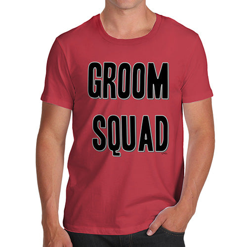 Mens Novelty T Shirt Christmas Groom Squad Men's T-Shirt Large Red