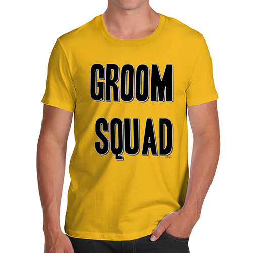 Funny T-Shirts For Men Groom Squad Men's T-Shirt Large Yellow