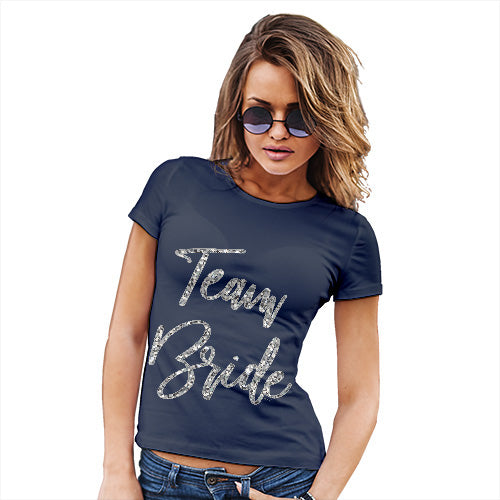 Funny Tshirts For Women Team Bride Silver Women's T-Shirt X-Large Navy