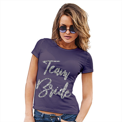 Womens Funny Tshirts Team Bride Silver Women's T-Shirt Large Plum