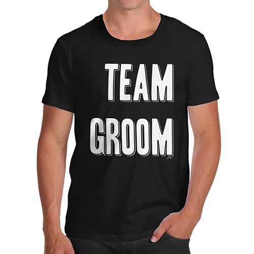 Novelty Tshirts Men Funny Team Groom Silver Men's T-Shirt Large Black