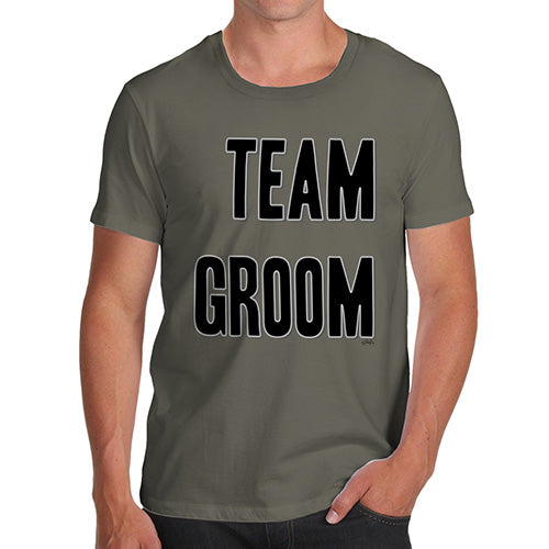 Funny T-Shirts For Men Team Groom Silver Men's T-Shirt Small Khaki