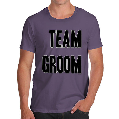 Funny Tee For Men Team Groom Silver Men's T-Shirt Medium Plum