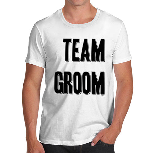 Funny Mens T Shirts Team Groom Silver Men's T-Shirt Small White