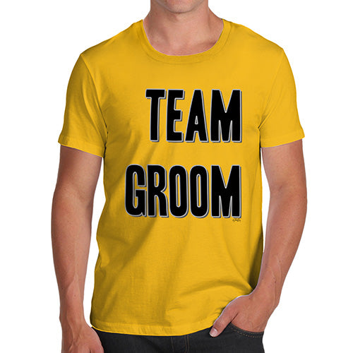 Funny Gifts For Men Team Groom Silver Men's T-Shirt Large Yellow