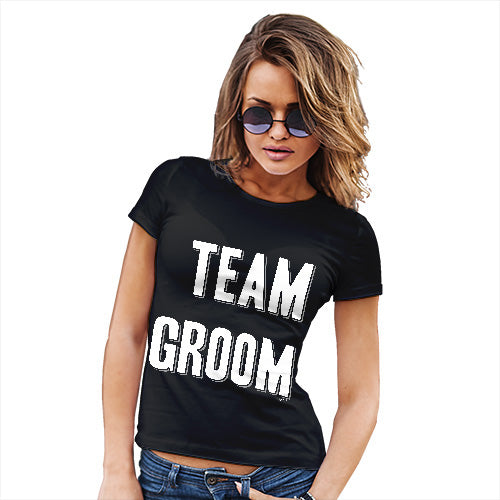 Novelty Tshirts Women Team Groom Silver Women's T-Shirt Small Black