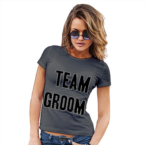 Womens Novelty T Shirt Team Groom Silver Women's T-Shirt Small Dark Grey