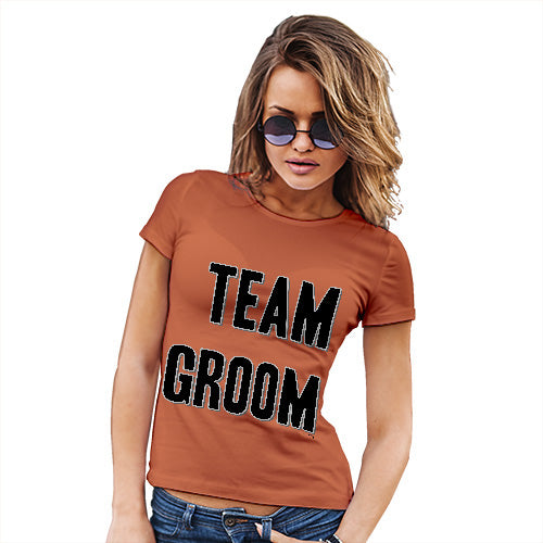 Womens Novelty T Shirt Team Groom Silver Women's T-Shirt X-Large Orange