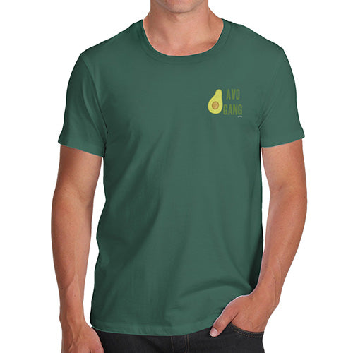 Funny Tee Shirts For Men Avo Gang Small Print Men's T-Shirt X-Large Bottle Green
