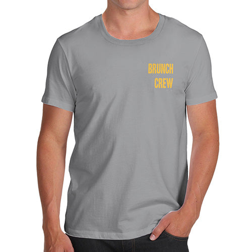 Funny Tshirts For Men Brunch Crew Small Print Men's T-Shirt Medium Light Grey