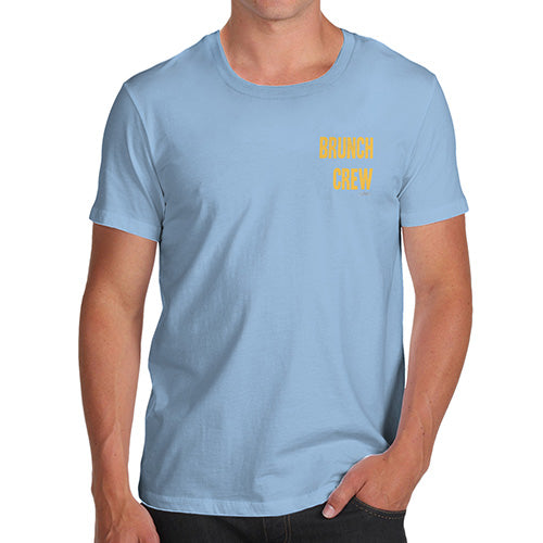 Funny Tee For Men Brunch Crew Small Print Men's T-Shirt X-Large Sky Blue