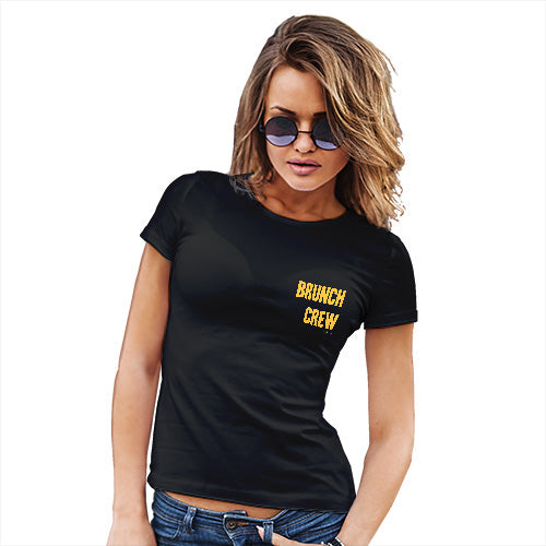 Womens Funny Tshirts Brunch Crew Small Print Women's T-Shirt Large Black