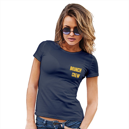 Funny Gifts For Women Brunch Crew Small Print Women's T-Shirt Medium Navy