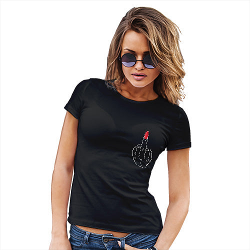 Novelty Gifts For Women Middle Finger Small Print Women's T-Shirt Medium Black
