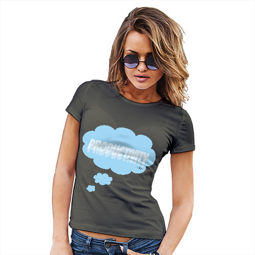 Funny T Shirts For Women Productivity Bubble Women's T-Shirt Medium Khaki