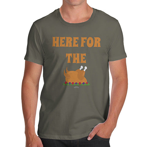 Funny T-Shirts For Guys Here For The Turkey Men's T-Shirt Medium Khaki