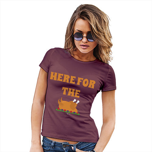 Womens Funny T Shirts Here For The Turkey Women's T-Shirt Large Burgundy