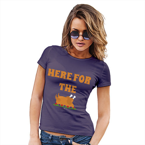 Funny Shirts For Women Here For The Turkey Women's T-Shirt X-Large Plum