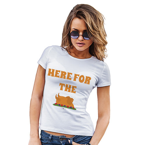 Funny Tshirts For Women Here For The Turkey Women's T-Shirt Small White