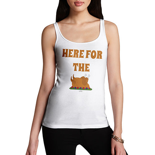 Funny Tank Top For Mum Here For The Turkey Women's Tank Top Large White